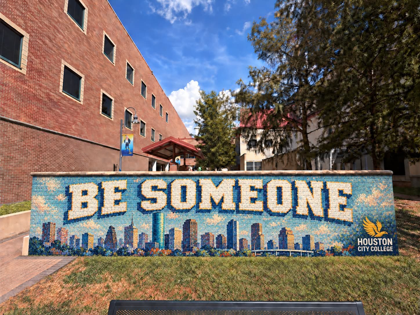 Houston City College exterior mural design mockup.
